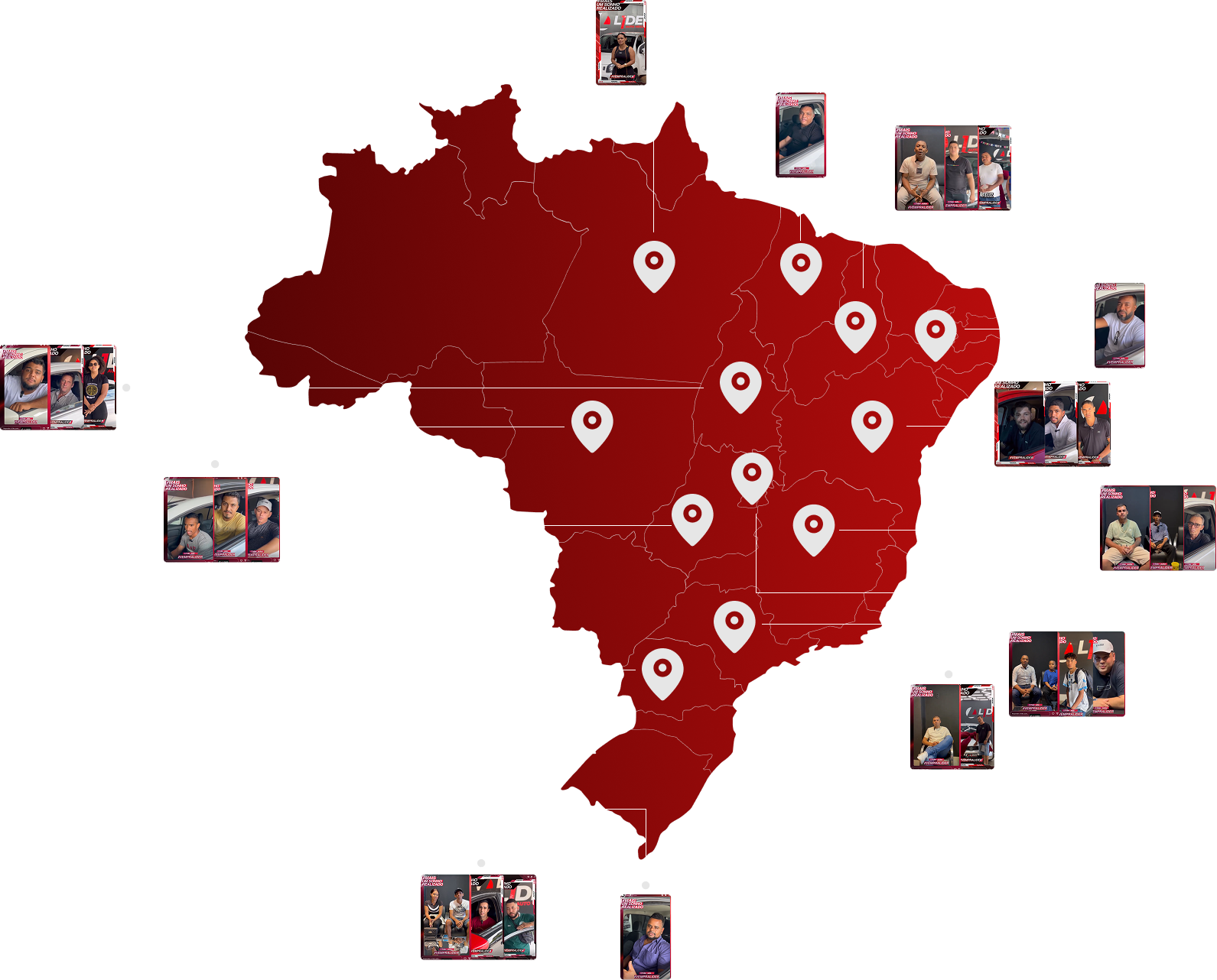 Mapa das entregas realizadas pelo Brasil